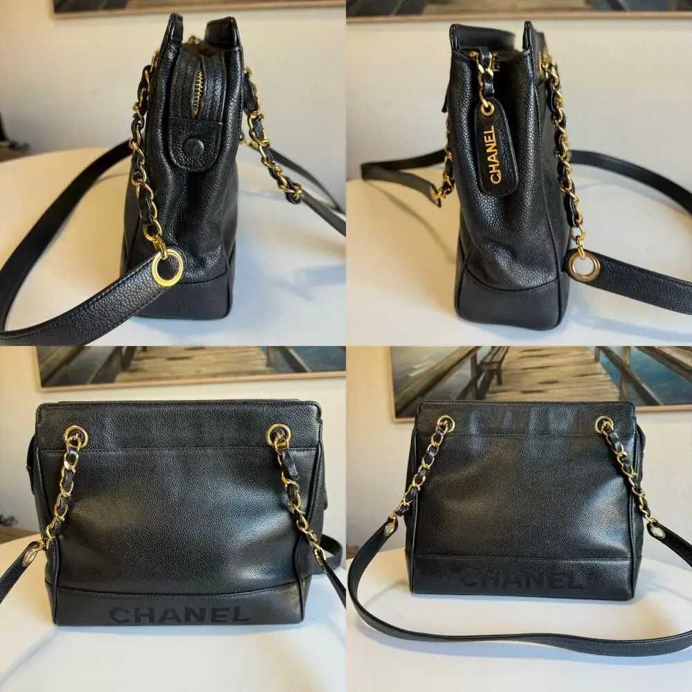 💎✨IT GIRL✨💎 Authentic CHANEL Caviar Shoulder Bag Black Gold Hardware - Picture 5 of 11